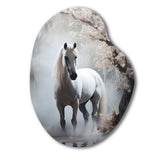 Grey Horse Mystical Encounter - Asymmetric Metal Wall Art