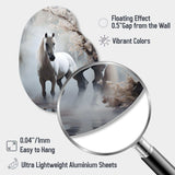 Grey Horse Mystical Encounter - Asymmetric Metal Wall Art