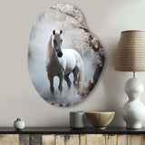 Grey Horse Mystical Encounter - Asymmetric Metal Wall Art