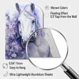 Purple White Horse Contours Pointillism - Asymmetric Metal Wall Art