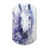 Purple White Horse Contours Pointillism - Asymmetric Metal Wall Art