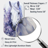 Purple White Horse Contours Pointillism - Asymmetric Metal Wall Art