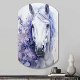 Purple White Horse Contours Pointillism - Asymmetric Metal Wall Art