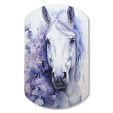 Purple White Horse Contours Pointillism - Asymmetric Metal Wall Art