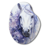 Purple White Horse Contours Pointillism - Asymmetric Metal Wall Art