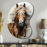 Brown Beige Horse Spirit Of Equus - Asymmetric Metal Wall Art