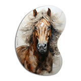 Brown Beige Horse Spirit Of Equus - Asymmetric Metal Wall Art