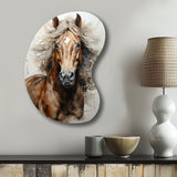 Brown Beige Horse Spirit Of Equus - Asymmetric Metal Wall Art