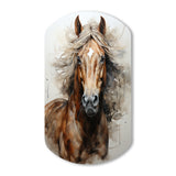 Brown Beige Horse Spirit Of Equus - Asymmetric Metal Wall Art