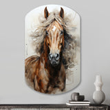 Brown Beige Horse Spirit Of Equus - Asymmetric Metal Wall Art