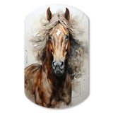 Brown Beige Horse Spirit Of Equus - Asymmetric Metal Wall Art