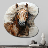 Brown Beige Horse Spirit Of Equus - Asymmetric Metal Wall Art