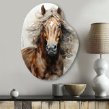 Brown Beige Horse Spirit Of Equus - Asymmetric Metal Wall Art