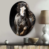 White Horse Stallions Strength I - Asymmetric Metal Wall Art