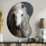 White Horse Subtle Whispers - Asymmetric Metal Wall Art