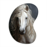 White Horse Subtle Whispers - Asymmetric Metal Wall Art