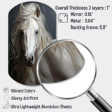 White Horse Subtle Whispers - Asymmetric Metal Wall Art