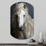 White Horse Subtle Whispers - Asymmetric Metal Wall Art