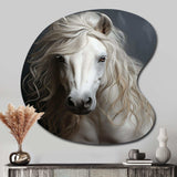 White Horse Subtle Whispers - Asymmetric Metal Wall Art