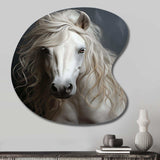 White Horse Subtle Whispers - Asymmetric Metal Wall Art