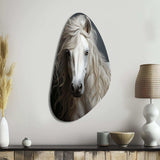 White Horse Subtle Whispers - Asymmetric Metal Wall Art