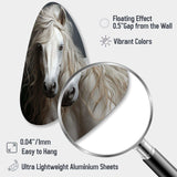 White Horse Subtle Whispers - Asymmetric Metal Wall Art