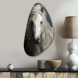 White Horse Subtle Whispers - Asymmetric Metal Wall Art