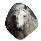 White Horse Subtle Whispers - Asymmetric Metal Wall Art