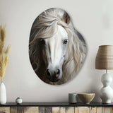 White Horse Subtle Whispers - Asymmetric Metal Wall Art