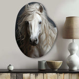 White Horse Subtle Whispers - Asymmetric Metal Wall Art