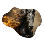 Black Yellow Horse Vibrant Gold Equine I - Asymmetric Metal Wall Art