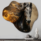 Black Yellow Horse Vibrant Gold Equine I - Asymmetric Metal Wall Art