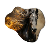 Black Yellow Horse Vibrant Gold Equine I - Asymmetric Metal Wall Art