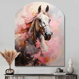 Pink White Horse Vibrant Pink Equine - Asymmetric Metal Wall Art