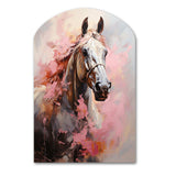 Pink White Horse Vibrant Pink Equine - Asymmetric Metal Wall Art