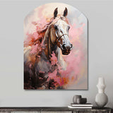 Pink White Horse Vibrant Pink Equine - Asymmetric Metal Wall Art