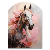 Pink White Horse Vibrant Pink Equine - Asymmetric Metal Wall Art