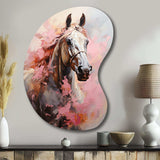 Pink White Horse Vibrant Pink Equine - Asymmetric Metal Wall Art