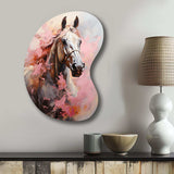 Pink White Horse Vibrant Pink Equine - Asymmetric Metal Wall Art