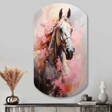 Pink White Horse Vibrant Pink Equine - Asymmetric Metal Wall Art