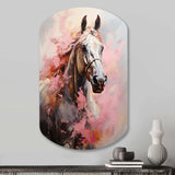 Pink White Horse Vibrant Pink Equine - Asymmetric Metal Wall Art