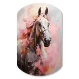 Pink White Horse Vibrant Pink Equine - Asymmetric Metal Wall Art