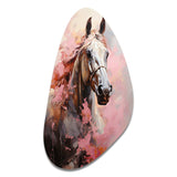 Pink White Horse Vibrant Pink Equine - Asymmetric Metal Wall Art