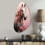 Pink White Horse Vibrant Pink Equine - Asymmetric Metal Wall Art