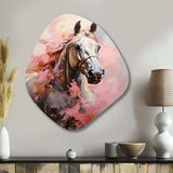 Pink White Horse Vibrant Pink Equine - Asymmetric Metal Wall Art