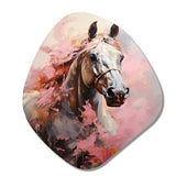 Pink White Horse Vibrant Pink Equine - Asymmetric Metal Wall Art