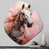 Pink White Horse Vibrant Pink Equine - Asymmetric Metal Wall Art