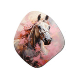 Pink White Horse Vibrant Pink Equine - Asymmetric Metal Wall Art