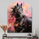 Pink Black Horse Vibrant Pink Equine - Asymmetric Metal Wall Art