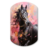 Pink Black Horse Vibrant Pink Equine - Asymmetric Metal Wall Art